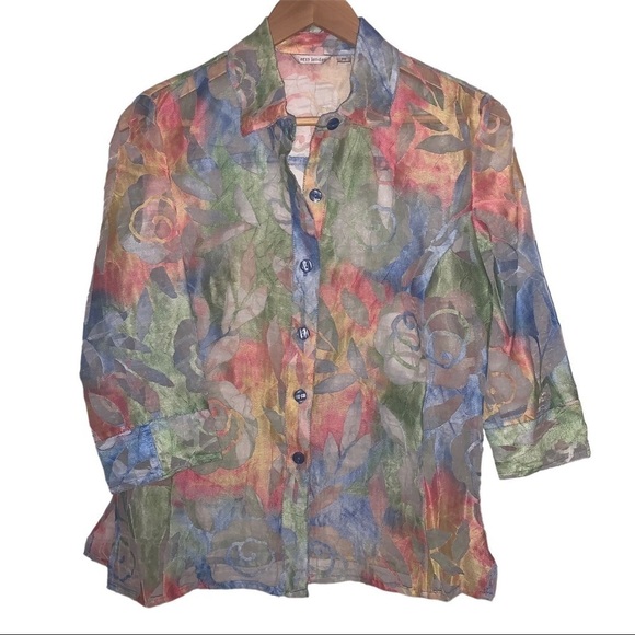 Pastel Floral Button Up Blouse - Picture 1 of 8